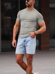 FLW T-shirt de fitness à manches courtes à séchage rapide pour hommes, respirant, évacuant la transpiration avec logo personnalisé, coupe ajustée, style sportif - Product Image 5