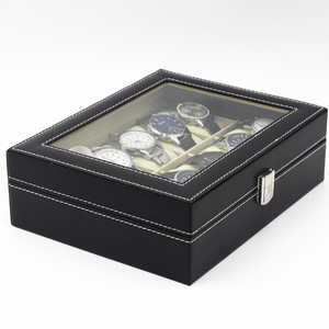 <span class=keywords><strong>Organizador</strong></span> de <span class=keywords><strong>Relojes</strong></span> de Pulsera para <span class=keywords><strong>Hombre</strong></span> con 10 Ranuras, Exhibidor de Vidrio con Múltiples Compartimentos, Caja de Almacenamiento de Cuero de Lujo para Colecciones de <span class=keywords><strong>Relojes</strong></span> - Product Image 6