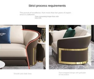 Set di Divani Moderni ed Eleganti in Pelle <span class=keywords><strong>e</strong></span> Tessuto per Soggiorno, Divano Angolare di Design a Prezzi Convenienti - Product Image 5