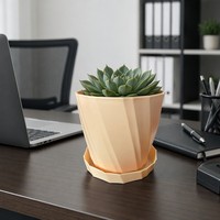 Konischer Terrakotta-Kunststoff-Blumentopf mit Integrierter Untertasse, Matter Oberfläche, Runder Pflanzkübel für Innen- und Außenpflanzen