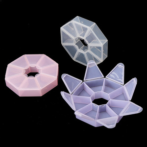 Boîte ronde à 8 compartiments avec couvercle intérieur, en plastique PP transparent, pour rangement de bijoux, outils de manucure et de salon de beauté - Product Image 3