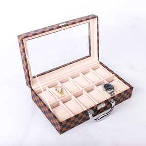 Sang Trọng PU Da Cá Sấu Mô Hình 12-Chữ Số 12 Khe Cắm Đồng Hồ Lưu Trữ Hộp Với Khóa Xách Tay Công Suất Lớn Đồng Hồ Hiển Thị Trường Hợp - Product Image 5