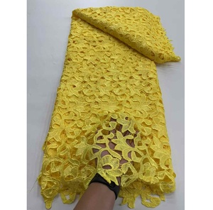 Oferta Especial: Nueva Tela de Encaje Guipur Africana con Lentejuelas Ecológicas Bordadas, 5 Yardas, Alta Calidad, Poliéster/Algodón, Diseño Floral - Product Image 1