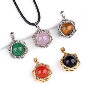 Colgante de 16mm con Hexagrama Incrustado de Amatista Pulida, Estilo DIY, Joyería Kabbalah, Sanación Reiki, Energía, Collar - Product Image 1