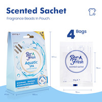 Sachets parfumés Rose Murmure 4 pièces – Sacs suspendus de luxe au design moderne – Marque PurFresh – Pour voiture, salon, armoire – Parfum Rose