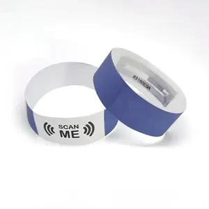 Brassard RFID étanche Tyvek jetable QR Code ISO/IEC14443A Bracelet en papier RFID