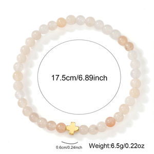 Pulsera de Piedras Naturales Resoul con Cruz Dorada, Elástica y Apilable, Joyería Cristiana al por Mayor - Product Image 5