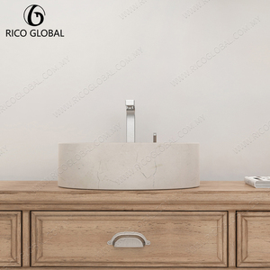 Lavabo rond à poser sur le comptoir, finition polie brillante, design minimaliste, robinet à levier à trou unique - Product Image 3