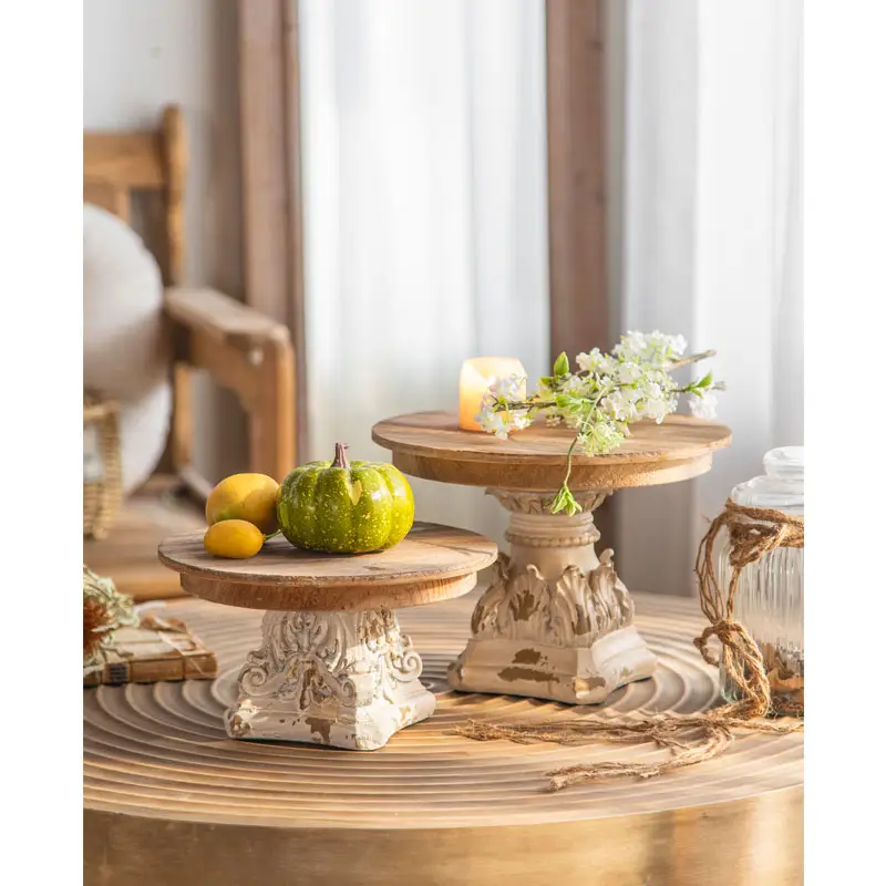 Römischer Stil Heimdekoration dekoratives hölzernes rundes Holzbrett Essensbrett Vintage hochwertiges Holz Wohnzimmer Aufbewahrung Serviertablett