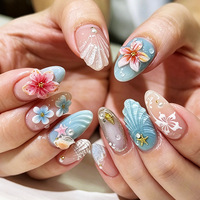 Nouvelles pointes d'ongles à porter, style européen et américain, motif floral, 24 pièces, design amande carrée, ongles qui illuminent le teint