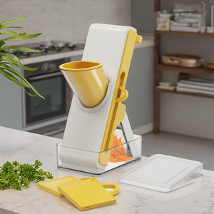 OEM Accepte : <span class=keywords><strong>Mandoline</strong></span> de cuisine <span class=keywords><strong>simple</strong></span> en plastique réglable, avec fonction de coupe-légumes, hachoir et râpe, dotée d'un système de sécurité - Product Image 1