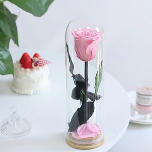 Décoration de maison Rose préservée longue <span class=keywords><strong>tige</strong></span> <span class=keywords><strong>avec</strong></span> feuilles dans un dôme <span class=keywords><strong>en</strong></span> <span class=keywords><strong>verre</strong></span> pour la Saint-Valentin et la fête des mères cadeaux fournitures de décoration de mariage - Product Image 6