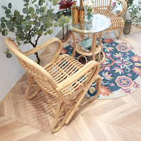 Kursi rotan tunggal desain minimalis Modern, kursi malas rotan Indonesia buatan tangan untuk balkon M2
