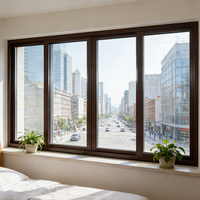 Ventana de vidrio deslizante resistente a impactos, marco de ventana de perfil de aluminio de doble acristalamiento, ventana corredera de aluminio