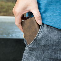 Dompet Pintar Kulit RFID pria, tombol tekan samping 2023, dompet pintar ramping minimalis aluminium bisnis, pemegang kartu Popup Cartera Tarjetero