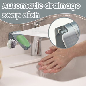 Automatic Dehydration Soap Tray Wall Mounted Storage No Water Accumulation with <b>Hooks</b> and Matching <b>Plastic</b> Products - Product Image 2