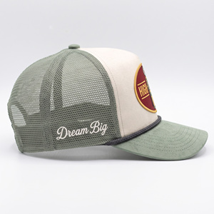 Cappellino da camionista personalizzato di alta qualità, effetto camoscio, con cordino e patch vintage da stazione di servizio, retro in rete, visiera curva, OEM, all'ingrosso - Product Image 4
