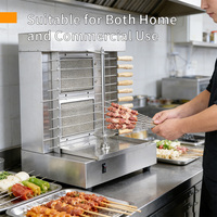 Grill à kebab/shawarma au gaz à 2 brûleurs en acier inoxydable 201/304 pour cuisine professionnelle