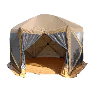 Tente de camping pop-up personnalisée, pare-soleil à 6 faces, pour le jardin, le camping, moustiquaire pliable, tente gazebo