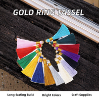 Vertical glace soie Textile de maison bricolage accessoires petit pendentif suspendu oreille 7cm Polyester usine en gros or tirer anneau gland