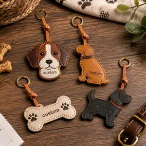 Porte-clés personnalisé en cuir sur le thème des chiens, avec logo imprimé UV et anneau en alliage de zinc, cadeau souvenir haut de gamme - Product Image 1