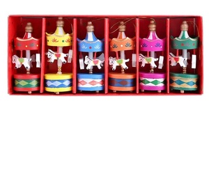 Carrousel en Bois Décoration de Noël Ornements Mini Pendentif Suspendu Manège Décoration d'Arbre de Noël Style <span class=keywords><strong>Vintage</strong></span> - Product Image 2