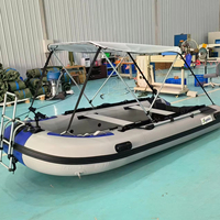 Bateau pneumatique en aluminium gris de 4 m à 4,3 m pour 6 personnes, idéal pour les voyages sur lac, rivière et mer ouverte, bateau à rames