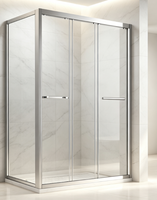 Cabine de douche rectangulaire moderne et minimaliste à trois côtés coulissants avec cadre en aluminium, fabrication chinoise