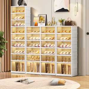 9-Tier Easy-to-Install Eco-Friendly <b>Plastic</b> Magnetic Shoe Cabinet Customizable One-Piece Foldable American Style Living Shoe - Product Image 4