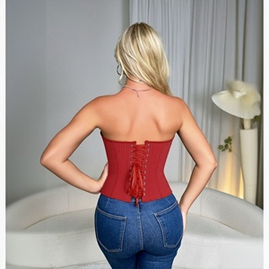Haut corset sans bretelles à rayures fines <span class=keywords><strong>pour</strong></span> femme, avec décolleté en cœur, laçage au <span class=keywords><strong>dos</strong></span> et fermeture éclair latérale, idéal <span class=keywords><strong>pour</strong></span> les soirées et les clubs - Product Image 3