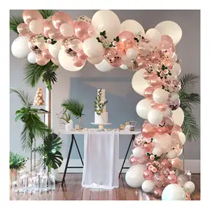2024 venda quente confete balão arco conjunto rosa ouro balão conjunto para casamento aniversário decoração interior