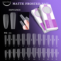 Uñas postizas de gel suave extrafinas mate esmeriladas, 300 unidades, cubierta completa, cuadradas, almendradas, tipo ataúd, a presión, para extensión de uñas DIY en salón