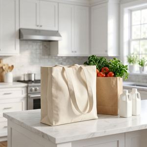 High Quality Personalized Customizable Blank Pure Cotton Canvas <b>Bag</b> <b>Reusable</b> <b>Shopping</b> <b>Bag</b> Two Handles Button Closure - Product Image 5