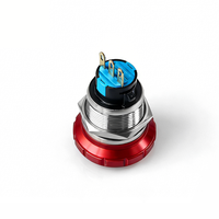 HBSWITCH Tombol Tekan E-stop Rotary Mushroom Berkualitas Tinggi 16mm 19mm 22mm LED Kuningan 3A IP65 Tahan Air dengan Cincin Beriluminasi 1NO1NC