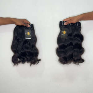 Cheveux humains indiens bruts non traités, mèches de cheveux vierges naturels indiens de jeunes filles, cuticules intactes, ondulés, fournisseurs - Product Image 2