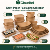 Cloudbri 6-delige wegwerp voedselbak van kraftpapier voor catering, afhaalmaaltijden, fruitsalade en snackverpakkingen