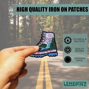 Custom Hiking Boot Embroidery <b>Patch</b> 3 Inches Iron <b>On</b> <b>Sew</b> <b>On</b> Travel Applique <b>Patch</b> For Bags - Product Image 4