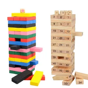 Yeni 54 parça renk yığını yüksekliği çocuk eğitici oyuncaklar Domino yapı taşları masa oyunları Montessori erken eğitim
