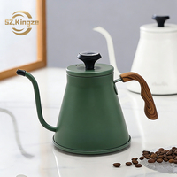Bouilloire à bec de cygne Kingze avec logo personnalisé, 1000 ml, en acier inoxydable, pour le café à la main, pour la préparation du café par infusion manuelle