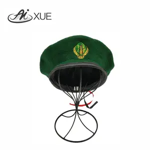 2024 Atacado Verde Lã Pu Edging Boina Verde Chapéu Logotipo Personalizado Boina Caps