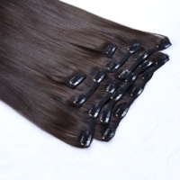 Extensions à clips 100% cheveux humains indiens, lisses naturels, Remy, à trame unique, teints, ensemble complet pour la tête RUISI CL-005