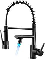 Robinet de cuisine professionnel à bec haut avec douchette extractible 360° °   Robinet mélangeur d'évier à double bec pivotant à ressort 1 trou