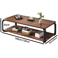 Table basse, table basse compacte pour appartement, maison ou bureau, table basse carrée simple à double niveau pour location.