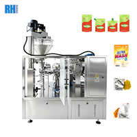 Machine d'emballage industrielle pour sacs préformés, remplisseur à vis électrique chauffant avec moteur, cuve sous pression et composants PLC
