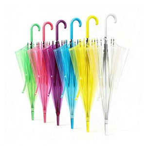 Factory Customized Logo Clear <b>Umbrellas</b> Parasol Colorful Transparent PVC <b>Umbrella</b> with Printing for Promotion - Product Image 1