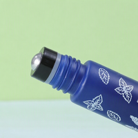 Flacon roll-on 10 ml en verre mat coloré imprimé macaron, recharge de parfum, flacon d'huile essentielle pour massage