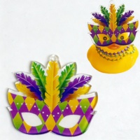 Canards de voiture Wowei Mardi Gras, mini-canards en caoutchouc, ornement de voiture avec mini masque de Mardi Gras, perles, collier, décoration flottante pour le bain