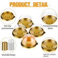 MorSun 50 Sets Support en or Couvercle dôme transparent Mini boîtes à cupcakes individuelles pour 60-80g Muffin Mooncake