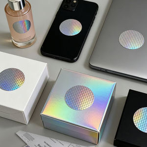 Pegatinas holográficas personalizadas impermeables de PET, pegatinas circulares de láser arcoíris para decoración DIY - Product Image 5