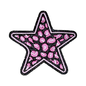 Glitter Leopard Star in ferro toppa ricamata corda glitterata fiocco occidentale selvaggio Cowgirl rosa toppa con corda ricamata fiocco sul cappello - Product Image 2